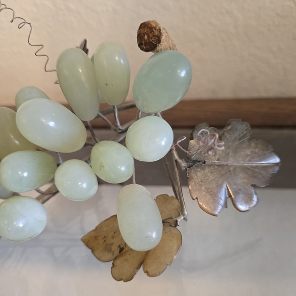 Vintage Chinese Solid Celadon Marble Grape Decor - Picture 3 of 9